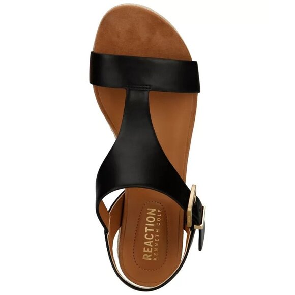 Kenneth Cole Reaction Card Wedge Espadrille Sandal 7.5 Black MSRP $90 - Picture 3 of 5